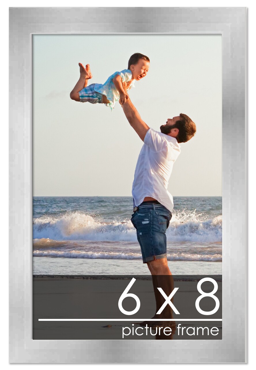 6x8 Solid Wood Picture Frame with UV-Resistant Acrylic & Acid-Free Backing, Available in 6 Finishes: Matte Black, Matte White, Metallic Bronze, Silver, Natural Wood Grain & Mahogany